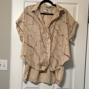 Bucket List Beige Marble Button-Up Shirt